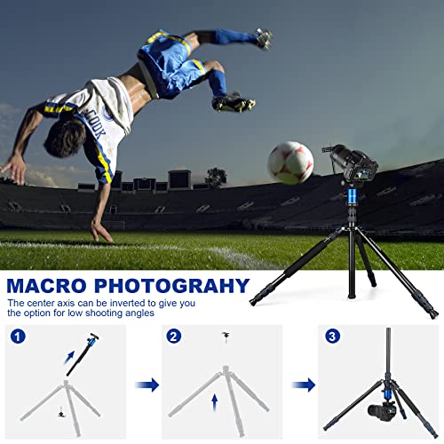 Camera Tripod, 80/84 inches Heavy Duty Tripod for Camera and Phone, 82" Camera Monopod Tripod, DSLR Binoculars Spotting Scope Camcorders Video Tripod Stand, 360 Degree Ball Head, 35 lbs Loads