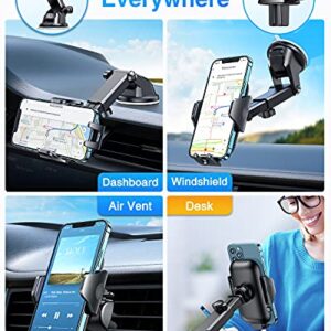 VANMASS [Upgraded] Car Phone Mount, [Strong Suction & Military-Grade] Cell Phone Holder Car Dashboard Windshield Air Vent, Handsfree Dash Stand for Universal iPhone 14 13 12 11 Pro XS Max 8 Samsung
