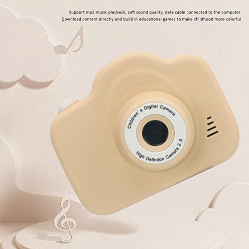 WinmetEuro Kids Camera, Kids Gift Support MP3 Cartoon Child Camera One Key Video Recording 15 Filters Puzzle Games for Kids(Light Yellow)