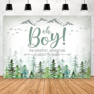 aperturee adventure awaits baby shower backdrop 7x5ft oh boy let the adventure begin pine tree mountain wilderness adventure woodland photography background forest party decorations photo booth props