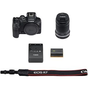 Canon EOS R7 Mirrorless Camera with 18-150mm Lens (5137C009) + Canon EF 50mm Lens (0570C002) + Canon Mount Adapter + 64GB Card + Filter Kit + Wide Angle Lens + Telephoto Lens + More (Renewed)