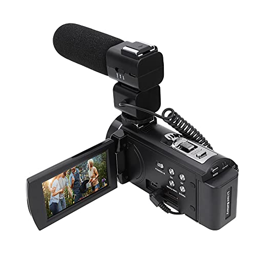 Digital Video Camera, Professional Video Camera 4K Camera, Night Vision HD 3.0inch Touch Screen for Travel Professionals Outdoor Enthusiast(Standard + Microphone + Battery, Transparency)