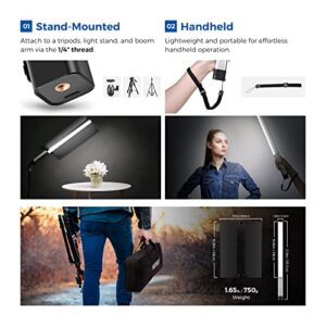 NEEWER CL124 Handheld LED Video Light Stick with Metal Barndoor, Portable Dimmable Bi-Color 3200K~5600K 1500Lux CRI 97+ 2.4GHz Remote Control/Built-in 2500mAh Battery/LCD Display Photography Light Kit