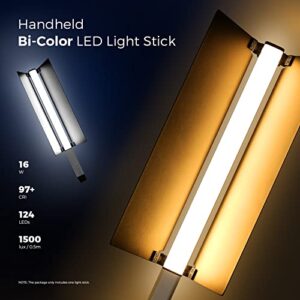 NEEWER CL124 Handheld LED Video Light Stick with Metal Barndoor, Portable Dimmable Bi-Color 3200K~5600K 1500Lux CRI 97+ 2.4GHz Remote Control/Built-in 2500mAh Battery/LCD Display Photography Light Kit