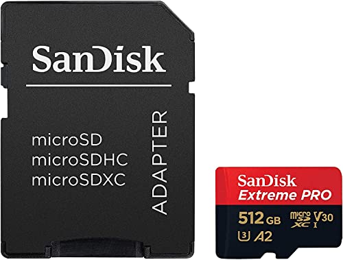 SanDisk 512GB Extreme Pro MicroSD Memory Card with Adapter Works with GoPro Hero 10 Black Action Cam U3 V30 4K A2 Class 10 SDSQXCD-512G-GN6MA Bundle with 1 Everything But Stromboli Micro Card Reader