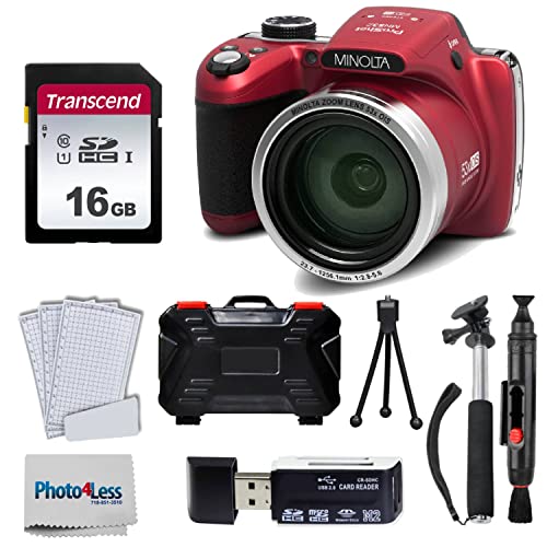 Minolta MN53 Digital Camera + 16GB Memory Card + Top Value Accessory Bundle! (Red)