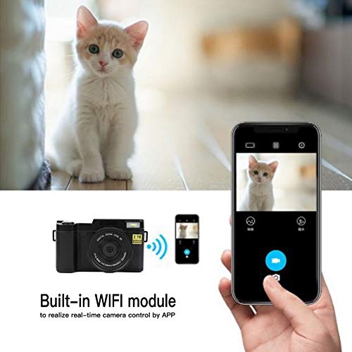 Zunate WiFi Digital Camera, 48MP Compact Camera, 2.7K HD Video Recorder Household Digital Camera, 800mAh, Mirrorless Camera with 180 Degree Rotatable Flip Screen