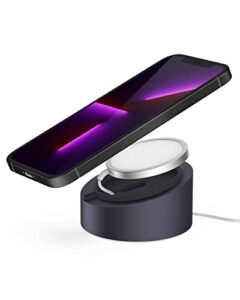 stouchi mag- safe charger stand wireless charging heavy-duty premium metal holder mount base desktop dock for iphone 14/13/12 mag- safe charger grey (not included mag- safe charger)