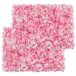 flower wall panel set, u’artliens artificial wall flower backdrop 24×16 inch 3d silk hydrangea rose floral panel for photo background home party wedding backdrop decoration (2pcs, pink)