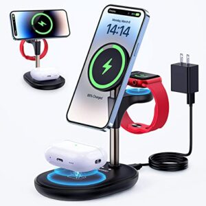 lokiiski 3 in 1 wireless charging station for multiple devices apple, 18w qc3.0 fast magnetic magsafe charger stand, gifts for iphone 14 13 12 pro max/plus/pro/mini, iwatch ultra/8/7/6/5/4/3/2 airpods