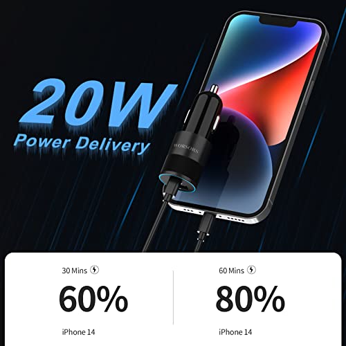 35W USB C Fast Car Charger [Apple MFi Certified] for iPhone 14 Pro/14 Pro Max/14 Plus, iPhone 13/12/11/Mini/XS/XR/8/SE, iPad, 20W PD3.0 Rapid Charging Adapter + 3Ft Type C to Lightning Cable Cord