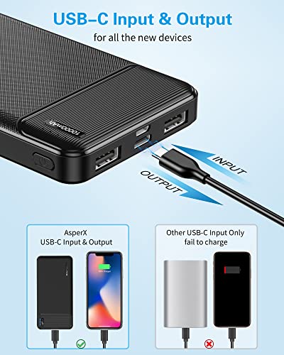 AsperX 2-Pack 10000mAh USB C Output Portable Charger Power Bank Fast Charging, Portable Phone Charger External Battery Pack for iPhone, Samsung, Huawei, and More[2023 Upgrade]