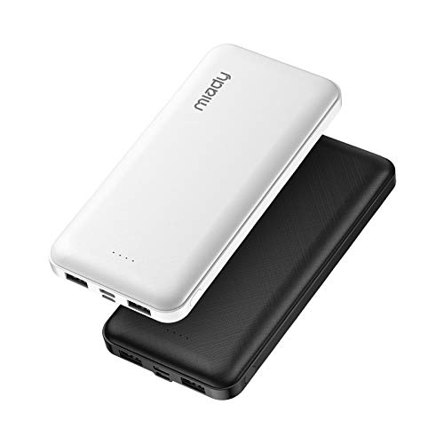 2-Pack Miady 15000mAh Portable Charger, Power Bank/w Two 5V/2A USB Output Ports and USB C Fast Input, Portable Phone Charger Compatible with iPhones, Android Smartphones and More