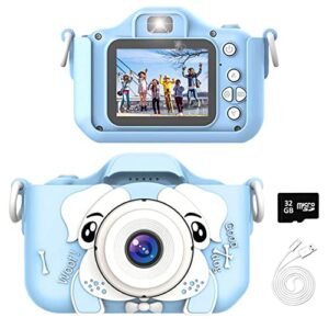 urmagic kids camera for girls and boys,2 inch hd screen 2000w dual-camera, children camera digital video,32gb sd card include, kid toys gift for christmas birthday, for 3 – 12 years old boys girls