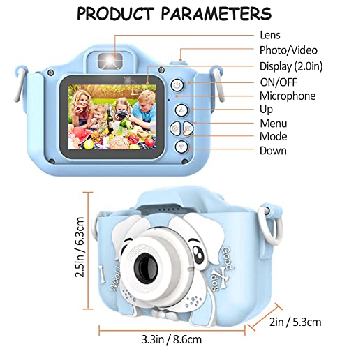 URMAGIC Kids Camera for Girls and Boys,2 Inch HD Screen 2000w Dual-Camera, Children Camera Digital Video,32GB SD Card Include, Kid Toys Gift for Christmas Birthday, for 3 - 12 Years Old Boys Girls