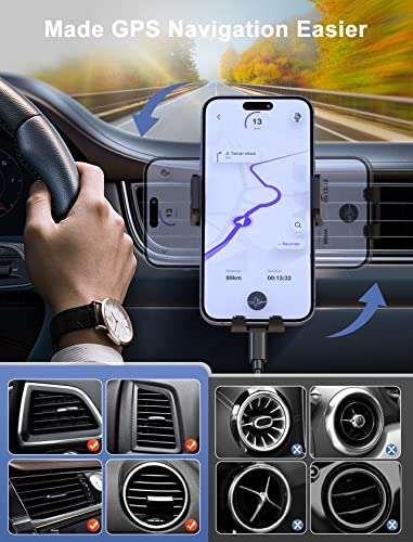 Wireless Car Charger, MOKPR Auto-Clamping Car Mount 15W/10W/7.5W Fast Charging Air Vent Car Phone Mount Compatible with iPhone 14/13/13 Pro/12 Pro Max/12 pro/12/11/10/8 Series, Samsung Galaxy Series