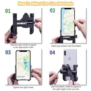 Homeet Motorcycle Phone Mount, Metal Motorcycle Phone Holder Motorbike Rearview Mirror Smartphone Holder Mount Universal 【Φ10mm】- 360° Rotation Adjustable - Aluminum Alloy