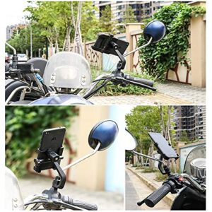 Homeet Motorcycle Phone Mount, Metal Motorcycle Phone Holder Motorbike Rearview Mirror Smartphone Holder Mount Universal 【Φ10mm】- 360° Rotation Adjustable - Aluminum Alloy