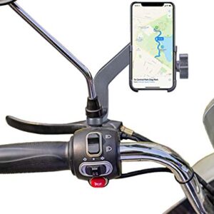 Homeet Motorcycle Phone Mount, Metal Motorcycle Phone Holder Motorbike Rearview Mirror Smartphone Holder Mount Universal 【Φ10mm】- 360° Rotation Adjustable - Aluminum Alloy