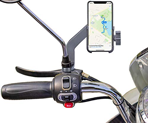 Homeet Motorcycle Phone Mount, Metal Motorcycle Phone Holder Motorbike Rearview Mirror Smartphone Holder Mount Universal 【Φ10mm】- 360° Rotation Adjustable - Aluminum Alloy