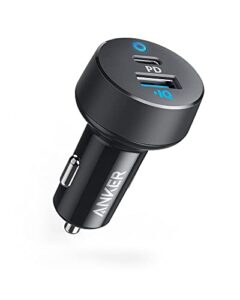 anker usb c car charger, 32w 2-port type c compact car charger with 20w power delivery and 12w poweriq, 521 car charger (32w) with led for iphone 14 13 12 11 pro max, pixel 3 2 xl, ipad pro, and more