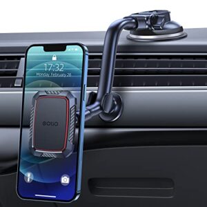 oqtiq magnetic phone holder for car dashboard windshield 8.3-inch flexible gooseneck arm suction cup car magnetic phone mount 6 strong magnets sturdy for all iphone android smartphones [case friendly]