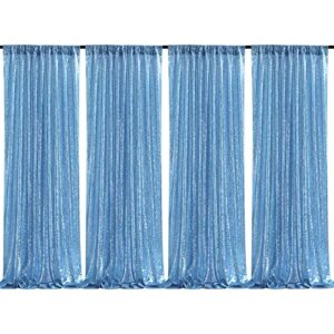 queendream baby blue christmas backdrop curtains 4 pieces 2ftx8ft sequin photography background curtain for party decoration