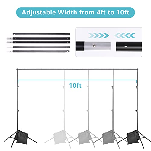 Heavy Duty Backdrop Stand, 6.5 x 10ft Adjustable Photo Backdrop Stand for Parties, Back Drop Banner Stand Support System Kit for Photoshoot, Portrait, Studio Photography, Baby Shower…