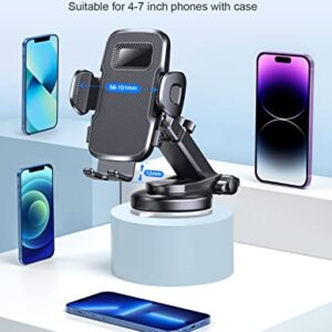 Dawinga Car Phone Holder Mount, [Military-Grade Suction] Phone Mount for Car Dashboard/Windshield/Vent，4-in-1 Universal Hands-Free Phone Holder for Car Compatible with iPhone 14 13 12 11 Pro Max, etc
