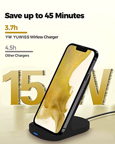 YW YUWISS 15W Fast Wireless Charger Wireless Phone Charger Stand Compatible with Apple iPhone 14 13 12/12 Pro Max/ 11Pro/11Pro Max, Samsung Galaxy S22 S21 S20