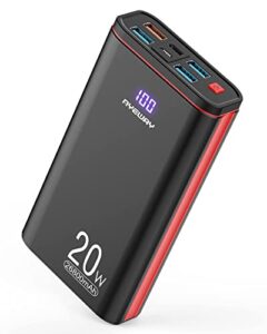 ayeway battery pack usb c portable charger pd 20w fast charging 26800mah power bank with type c output,external battery phone charger for iphone 13,14,macbook,samsung galaxy,camping lantern,usb fan.