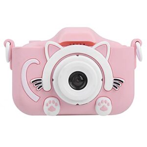 dpofirs kids camera, 2400w pixels children camera 2 inch screen, front rear taking pictures, fun camera gifts for exploring world with anti-lost rope(pink)