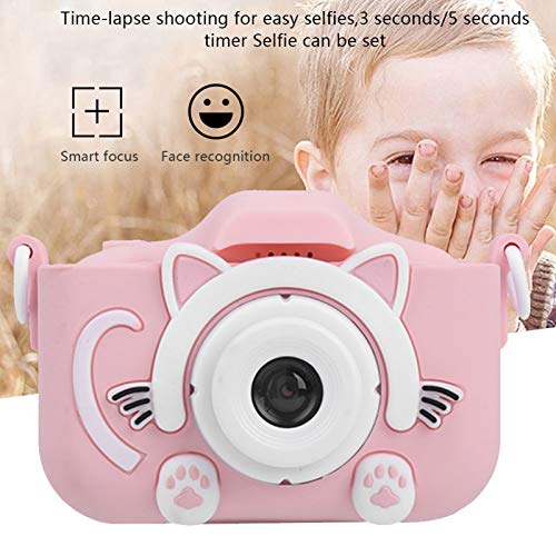 Dpofirs Kids Camera, 2400W Pixels Children Camera 2 Inch Screen, Front Rear Taking Pictures, Fun Camera Gifts for Exploring World with Anti-Lost Rope(Pink)