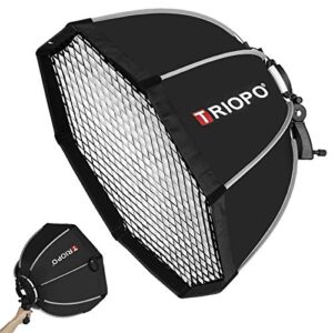 triopo ks55 portable softbox 21.6in / 55cm speedlite octagon umbrella softbox with honeycomb grid outdoor flash softbox for godox tt600 tt685 tt685ii v860 v860ii yongnuo neewer flash (with s bracket hand grip) (ks90)