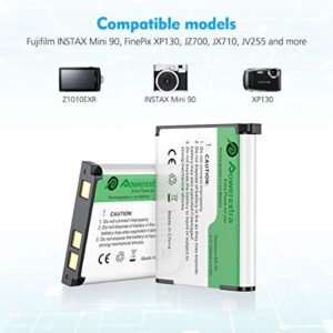 Powerextra NP-45 NP-45S Replacement 2 x Batteries and LCD Charger Compatible with Fujifilm INSTAX Mini 90 FinePix XP20 XP30 XP 60 XP70 XP80 XP90 XP120 XP130 XP140 T360 T400 T500 T510 T550 T560