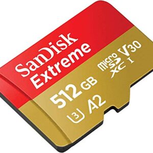 SanDisk Extreme 512GB V30 A2 MicroSDXC Memory Card Works with DJI Mavic 3 Fly, Mavic 3 Cine, Mavic 3 Drone (SDSQXAV-512G-GN6MN) 4K U3 UHS-I Bundle with 1 Everything But Stromboli Micro SD Card Reader