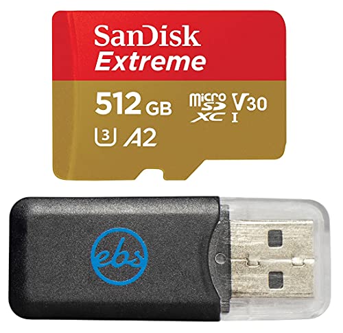 SanDisk Extreme 512GB V30 A2 MicroSDXC Memory Card Works with DJI Mavic 3 Fly, Mavic 3 Cine, Mavic 3 Drone (SDSQXAV-512G-GN6MN) 4K U3 UHS-I Bundle with 1 Everything But Stromboli Micro SD Card Reader