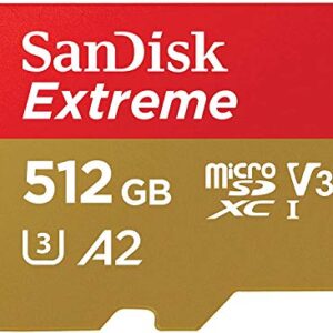 SanDisk Extreme 512GB V30 A2 MicroSDXC Memory Card Works with DJI Mavic 3 Fly, Mavic 3 Cine, Mavic 3 Drone (SDSQXAV-512G-GN6MN) 4K U3 UHS-I Bundle with 1 Everything But Stromboli Micro SD Card Reader