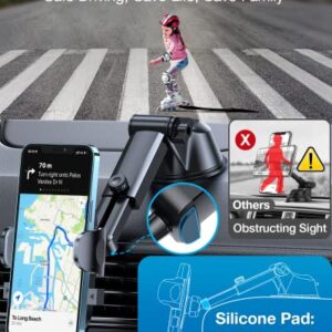 HTU Phone Mount for Car [2023 Upgraded Military-Grade Super Suction] Universal Car Phone Holder Mount for Car Dashboard Windshield Vent Car Mount for iPhone 14 Pro Max Plus Samsung All Phones & Cars