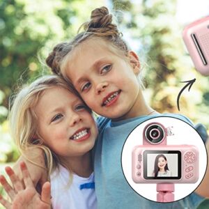 Kids Camera, Kids Digital Camera for Girls and Boys, Multifunction Front Back 180 Degree Angles Photo Video MP3 Digital Mini Camera for 3 to 12 Years Old