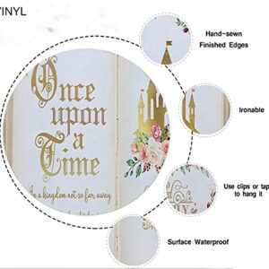 Aumeko Once Upon a Time Backdrop Pink Floral Gold Castle Princess Fairytale Birthday Party Decoration Girls First Birthday Party Photobooth Backdrop Supplies Cake Table Decorations