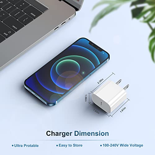 iPhone 13 14 Charger Block, 2Pack 20W USB C Wall Charger Plug Block and PD,Type-C Apple iPhone Fast Charging Power Adapter Cube Brick for iPhone 14 Pro Max/13 mini/12/12 Pro/11,iPad Pro,Samsung Galaxy