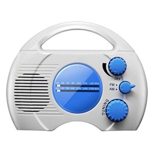 aner waterproof shower radio, mini portable am fm shower radio built in speaker audio high definition for bathroom kitchen, outdoor use