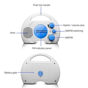 aner Waterproof Shower Radio, Mini Portable AM FM Shower Radio Built in Speaker Audio High Definition for Bathroom Kitchen, Outdoor Use