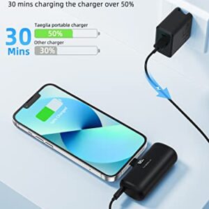 Taegila Small Portable Charger iPhone 5000mAh with Built in Cable, MFi Certified Compact Power Bank with LCD Display & LED Light for All iPhone Series 14/13/12/11/XR/X/SE/8/7/6 Pro Max(Black)