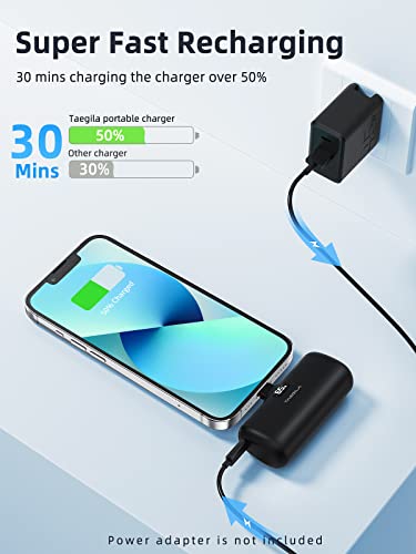 Taegila Small Portable Charger iPhone 5000mAh with Built in Cable, MFi Certified Compact Power Bank with LCD Display & LED Light for All iPhone Series 14/13/12/11/XR/X/SE/8/7/6 Pro Max(Black)