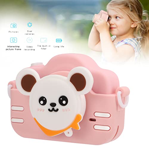 Toddler Camera, Cartoon Digital Camera 1-4x Music Play for Birthday Christmas, Thanksgiving for Timing Playback Games, Photo Sticker(Pink)