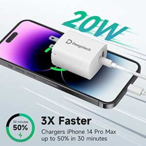 USB C Charger, Deegotech 20W PD iPhone Fast Charger, Dual Port Foldable Plug Type C Charger Compatible with iPhone 14/14 Pro/14 Pro max/13 Pro max/12/11/X/SE3, iPad Pro