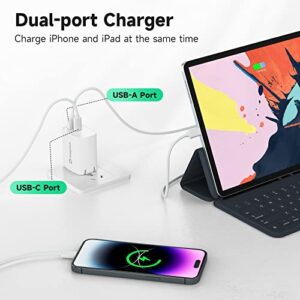 USB C Charger, Deegotech 20W PD iPhone Fast Charger, Dual Port Foldable Plug Type C Charger Compatible with iPhone 14/14 Pro/14 Pro max/13 Pro max/12/11/X/SE3, iPad Pro