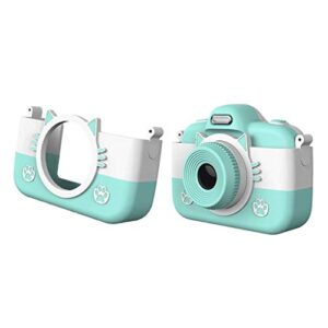 lkyboa pink blue children’s camera -kids camera for girls or boys, anti-drop kid digital camera with soft silicone shell and 8 pixel dual lens (color : green)